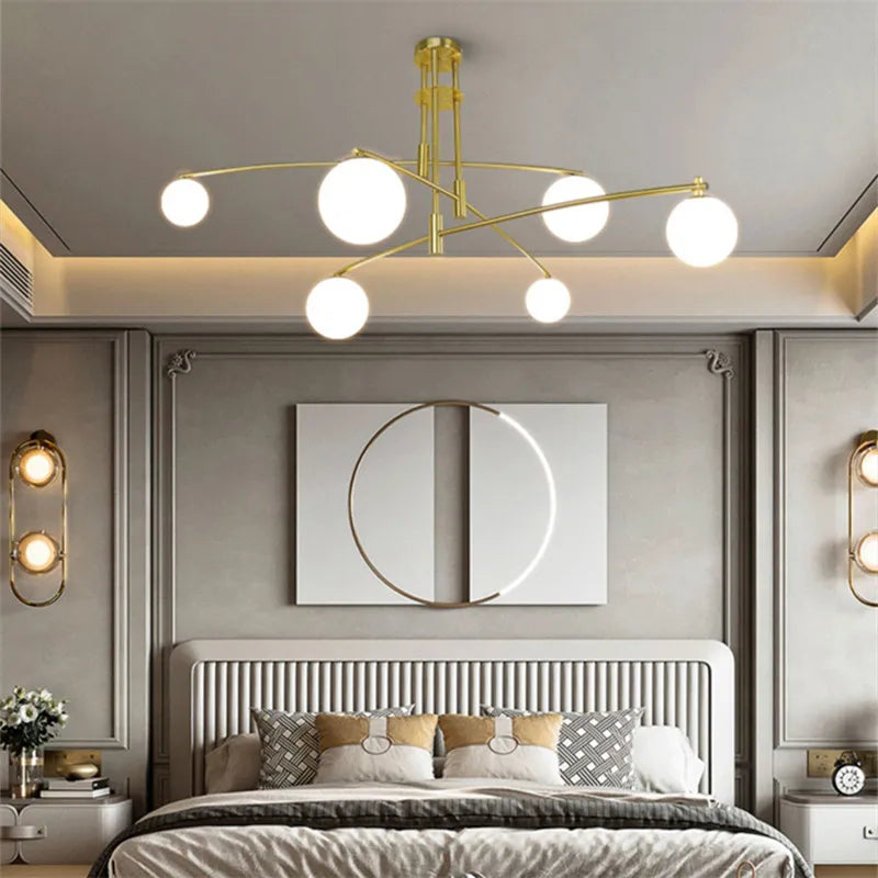 Minimalist glass chandelier in Nordic style for interior decoration - vue 5 sur 14