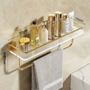 DOOKOLE Bathroom Floating Shelves Gold, Wall Mounted Storage Shelves with Towel Bar for Bathroom, Kitchen, Bedroom