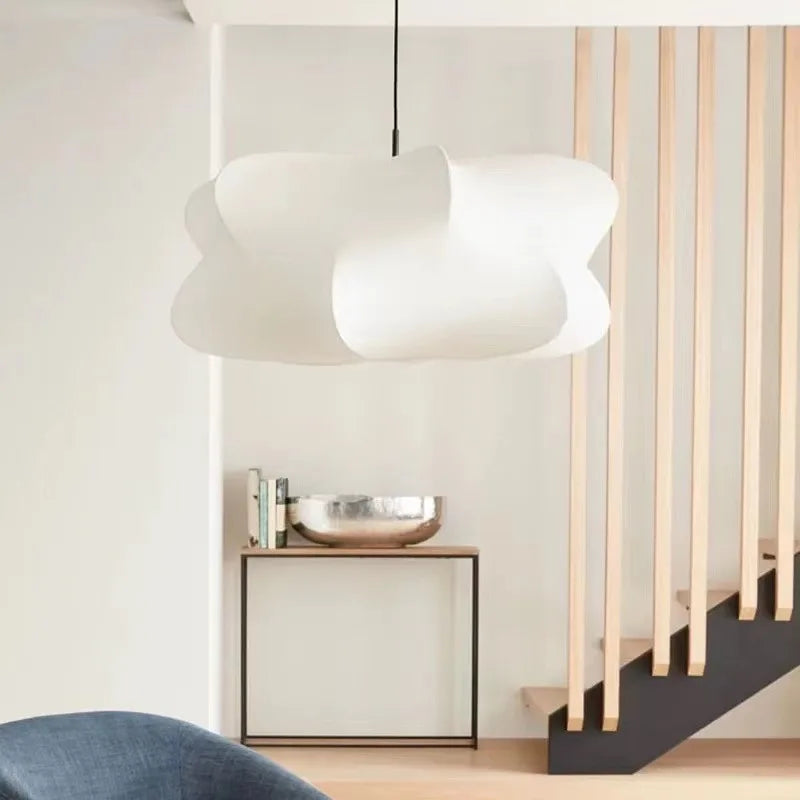 West Elm Cirrus minimalist Nordic silk pendant light for living room, dining room, or bedroom, Japanese style - vue 3 sur 17