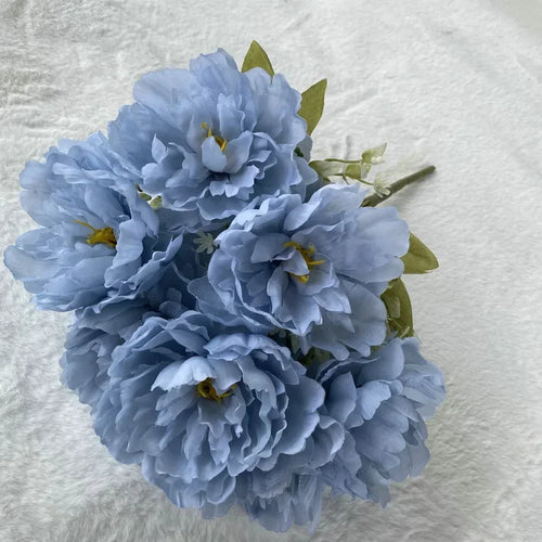 bouquet de sept pivoines en soie pour décoration intérieure et mariage - vue 8 sur 12
