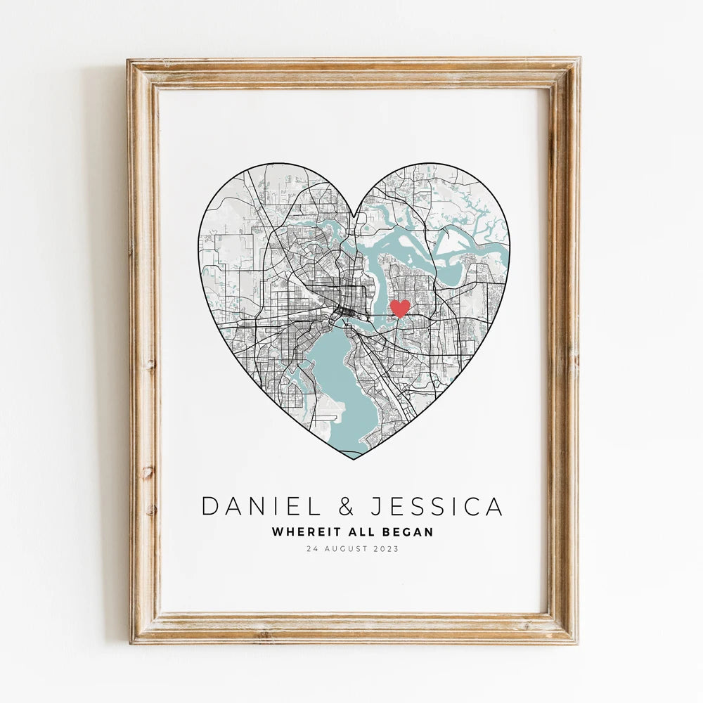 carte de ville personnalisée cadeau romantique pour lui