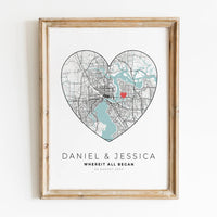 carte de ville personnalisée cadeau romantique pour lui
