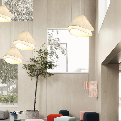 Minimalist fabric LED pendant lamp nordic art design - vue 6 sur 10