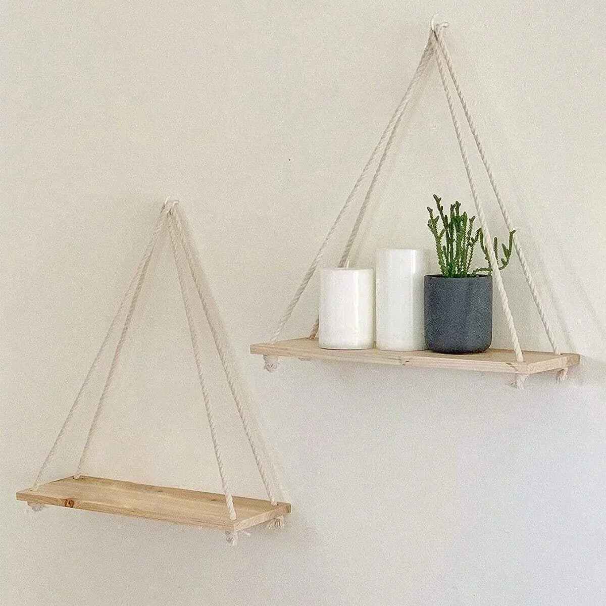 balançoire en bois suspendue étagère murale flottante pour plantes décoratives