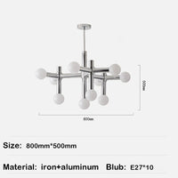 lustre en métal chromé style 	 avec luminaires à main