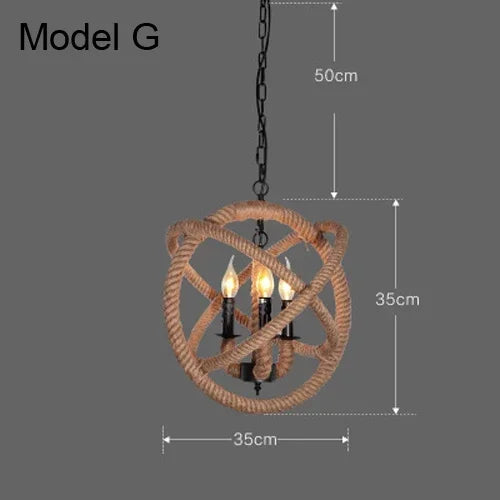Lustre et Suspension rustique industrielle avec cordage - vue 12 sur 21