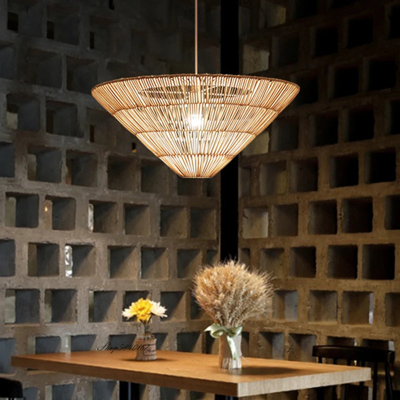 suspension en rotin style nordique fait main design wabi sabi - vue 4 sur 10