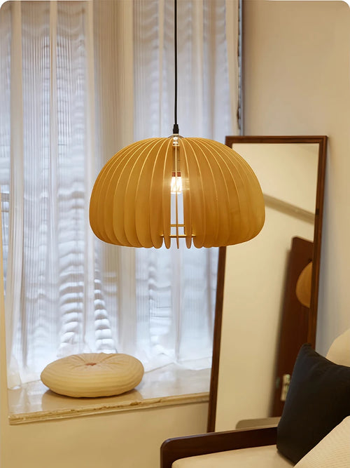 lustre en bois de style japonais rétro pour décoration créative - vue 2 sur 10