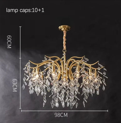 lustre moderne en cristal design floral pour décoration intérieure - vue 8 sur 9