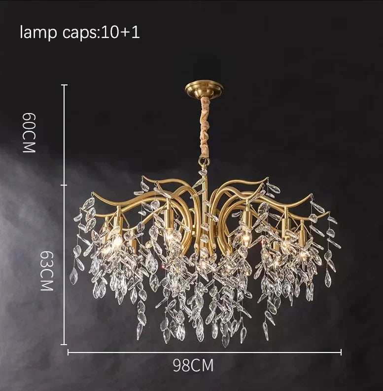 lustre moderne en cristal design floral pour décoration intérieure - vue 7 sur 9