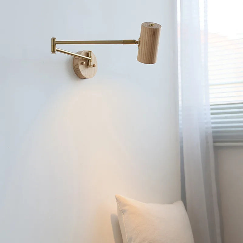 applique murale wabi-sabi à bras long pivotant avec interrupteur