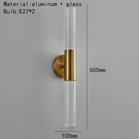 applique murale led minimaliste en métal et verre transparent