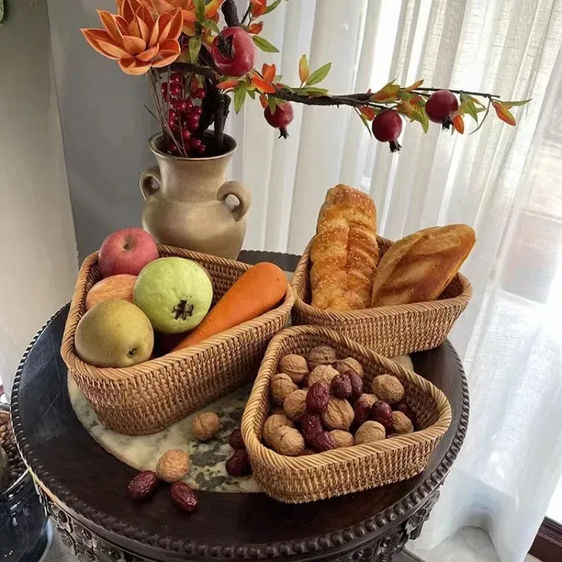 panier de rangement tissé à la main en rotin pour cuisine et pique-nique - vue 3 sur 22