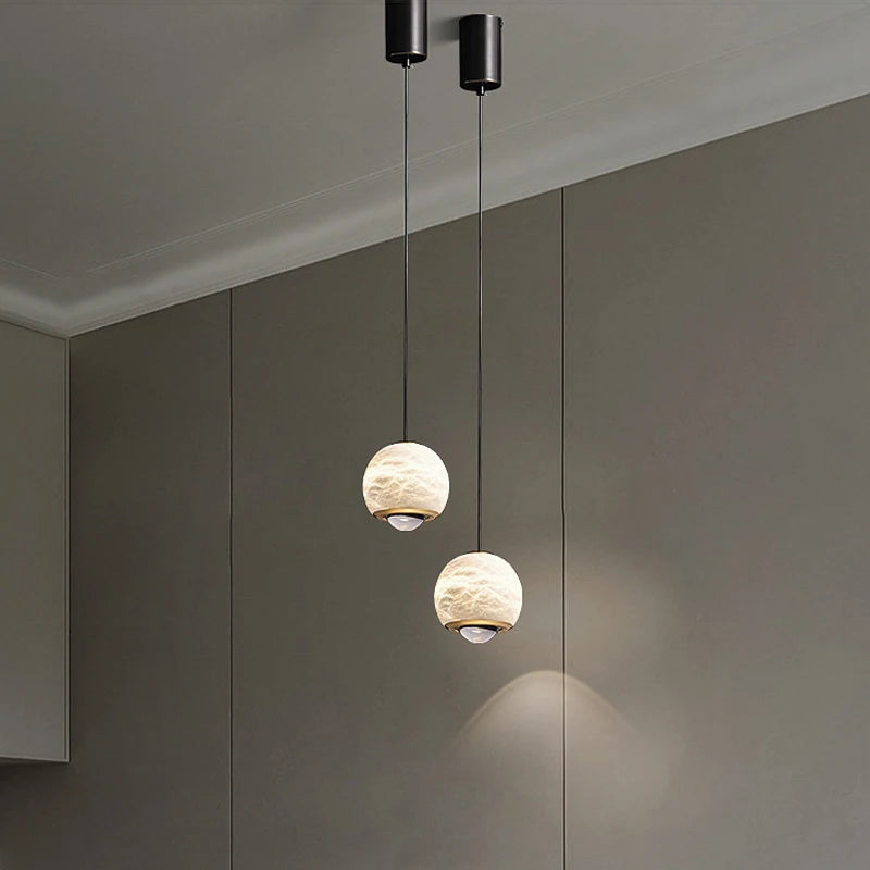 suspension LED en marbre naturel espagnol idéale pour bar et restaurant - vue 5 sur 6