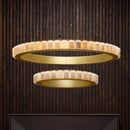 Lustre design anneaux LED postmoderne marbre or noir rond design pour salle à manger