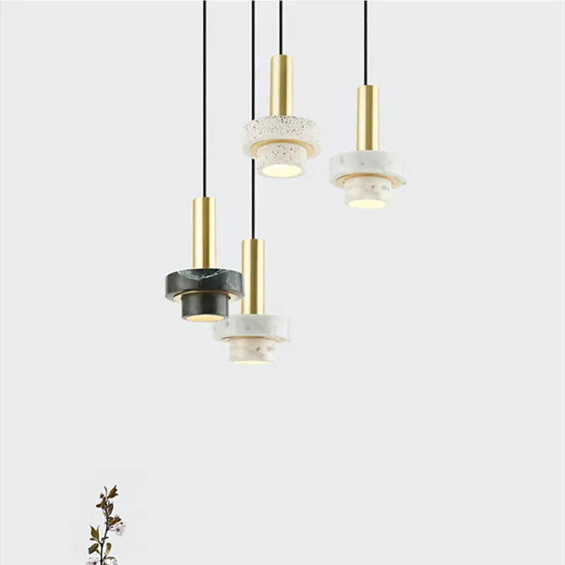 Suspension Lustre nordique Simple moderne luxe marbre Restaurant couloir allée café balcon bar chevet lampe décorative - vue 3 sur 9