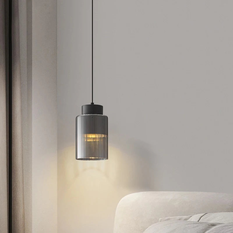 lampe suspendue nordique en verre et laiton fil réglable - vue 5 sur 8
