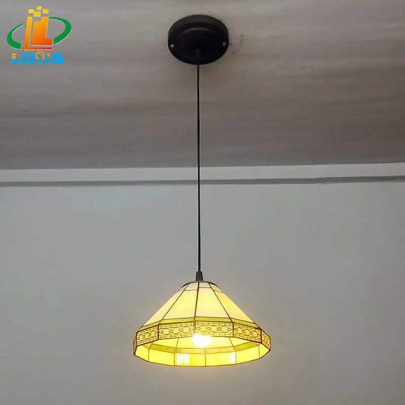 lustre en vitrail style tiffany pour éclairage décoratif antique - vue 7 sur 19