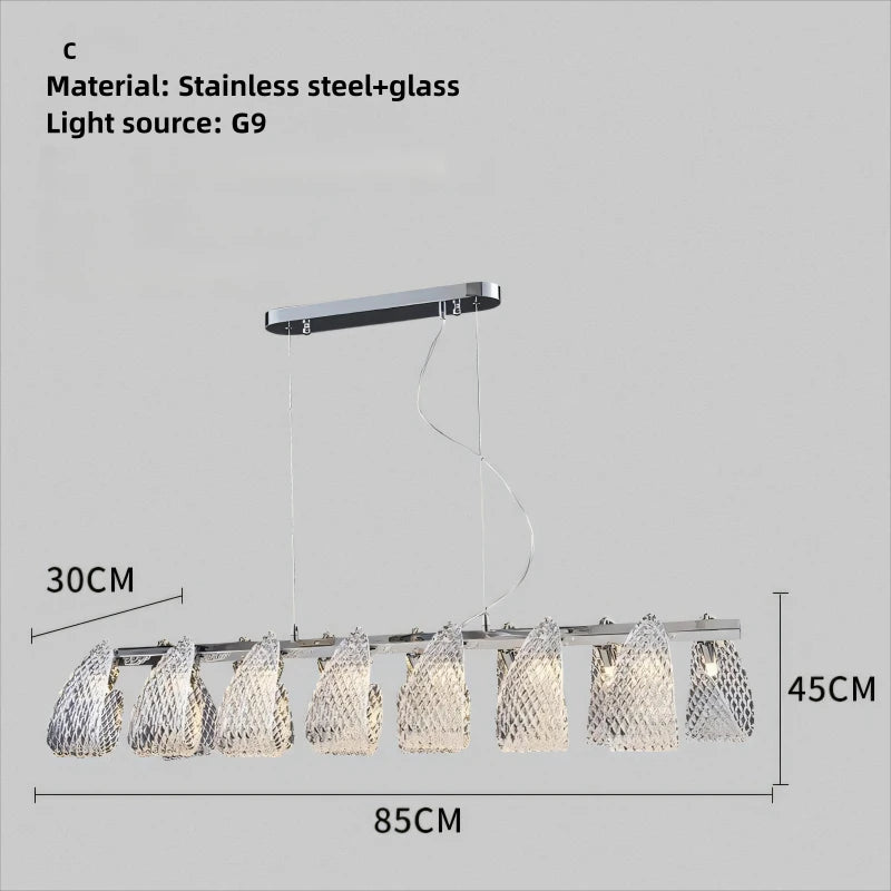Minimalist floral glass chandelier for modern interiors - vue 9 sur 12