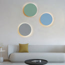 LED minimalism modern wall light for living room, bedroom, hallway, colourful circular iron plate