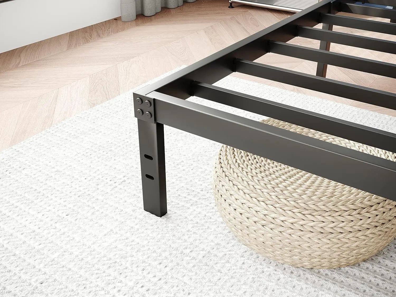 Metal Bed Frame – Heavy Duty Mattress Foundation with Anti-slip Steel Slat Support, Durable Platform Base with Underbed Storage - vue 5 sur 12