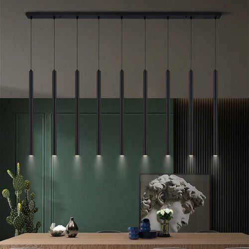 lustre suspendu led moderne long tube pour restaurant nordique