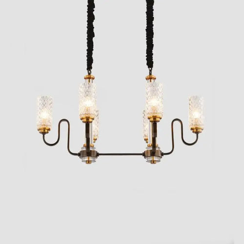 lustre rétro industriel en fer et verre suspendu à led - vue 5 sur 9