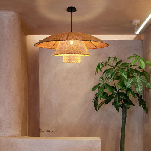 suspension vintage en rotin tissé à la main pour restaurants et hôtels