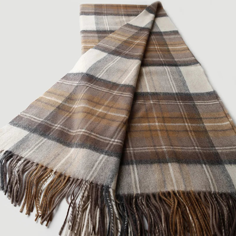 plaid laine cachemire motif ecossais style campagnard hiver - vue 5 sur 7