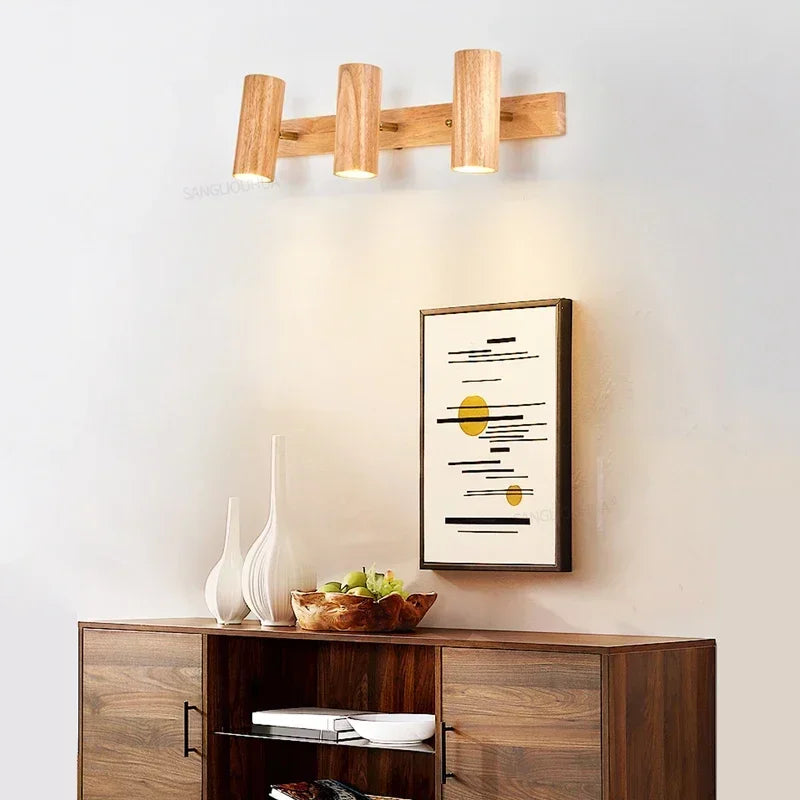 applique murale en bois nordique à led design moderne pour intérieur - vue 4 sur 10