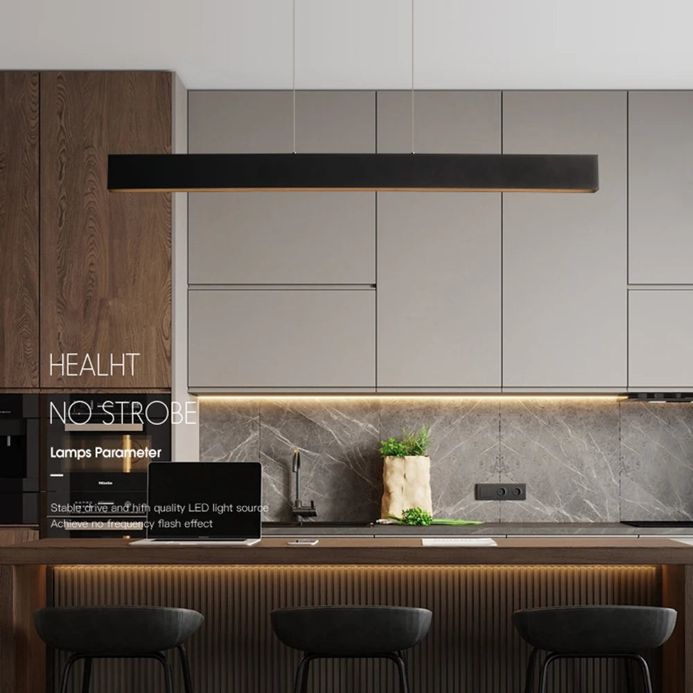 Bande moderne minimaliste 30W LED salle à manger suspension lumières Bar bureau étude éclairage lampes décoration blanc noir lustre