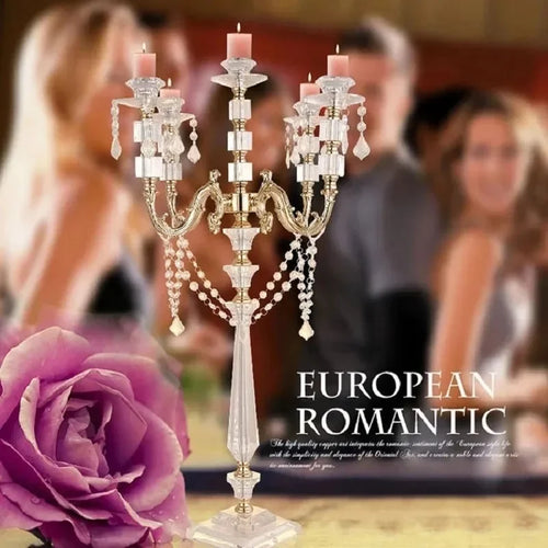 Acrylic Candle Holders with Crystal Pendants, Wedding Centerpieces, Marriage Candlestick, Home Decor, 77 cm, 30 "Height - vue 3 sur 5