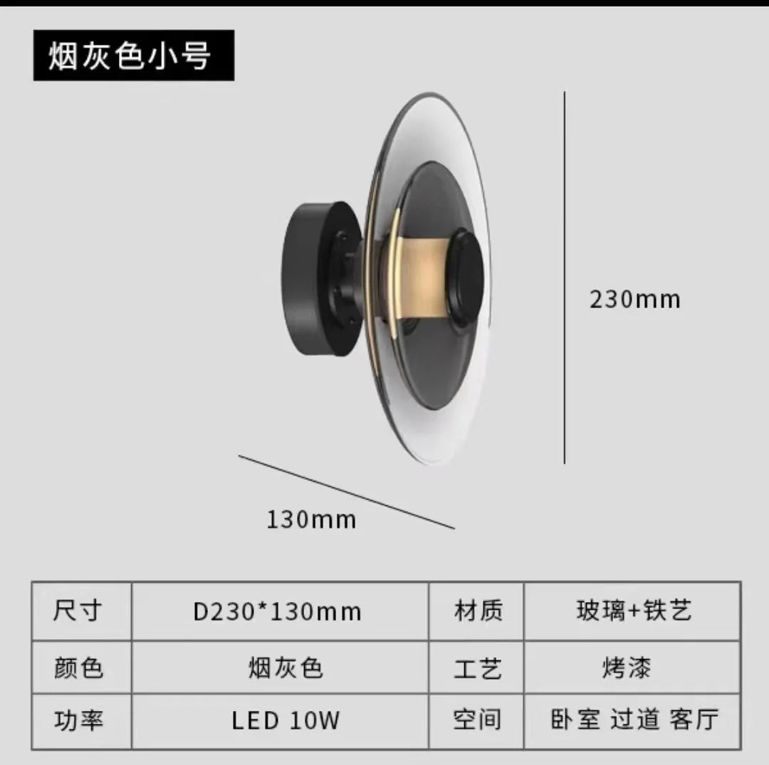Modern minimalist decorative glass LED wall light - vue 8 sur 14