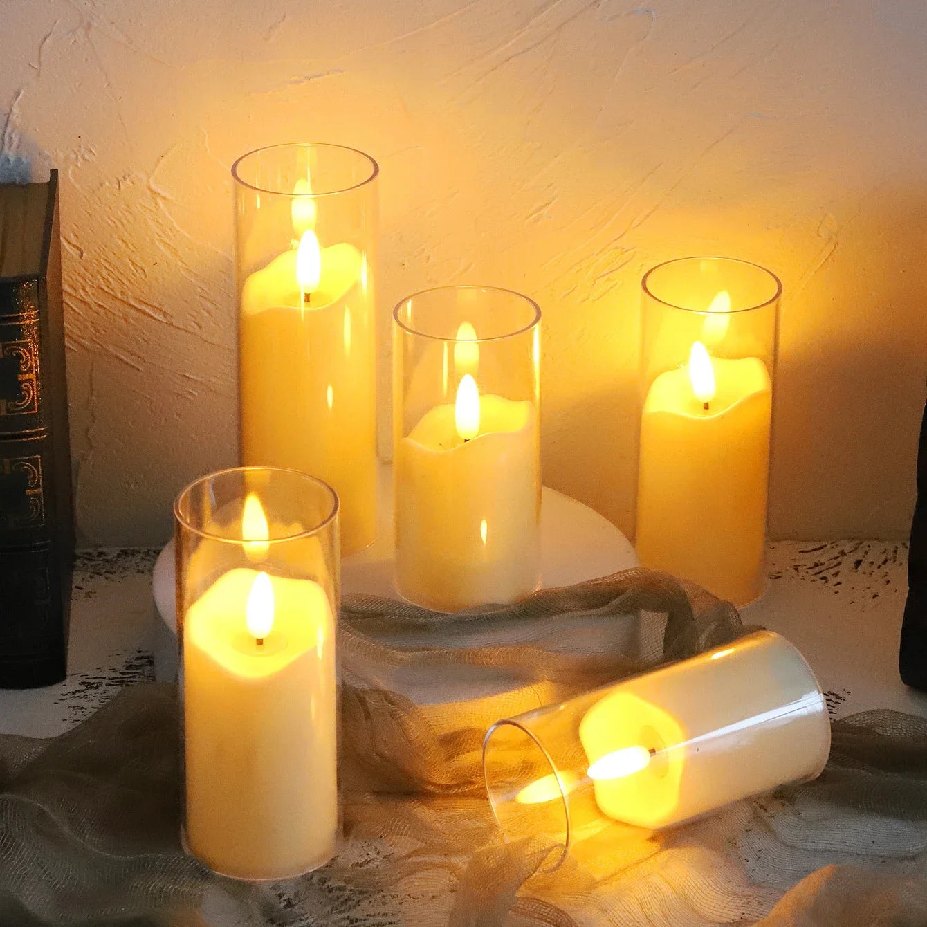 lot de 6 bougies led sans flamme en verre pour mariage et noël - vue 5 sur 9