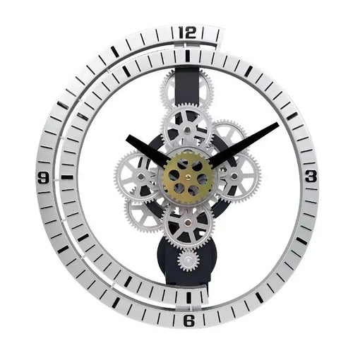Industrial Gear Rotating Wall Clock, Silent Clock, Modern Design,Home Living Room,European Office Art Wall Decoration Horologe - vue 9 sur 9