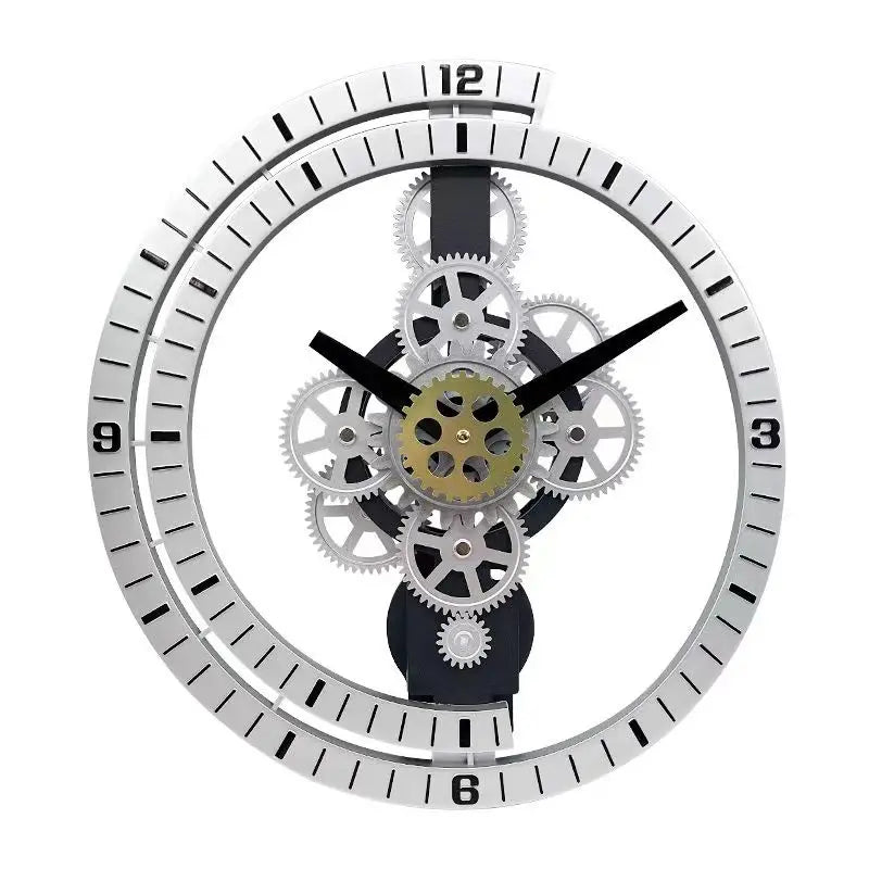 Industrial Gear Rotating Wall Clock, Silent Clock, Modern Design,Home Living Room,European Office Art Wall Decoration Horologe - vue 8 sur 9