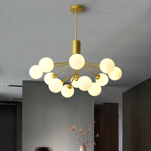 lustre moderne en verre à bulles et fleurs décoratif - vue 2 sur 12
