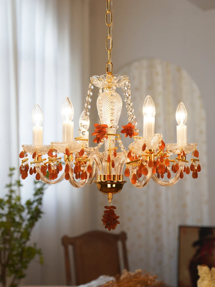 lustre en cristal pour éclairage de jardin et restaurant - vue 4 sur 7
