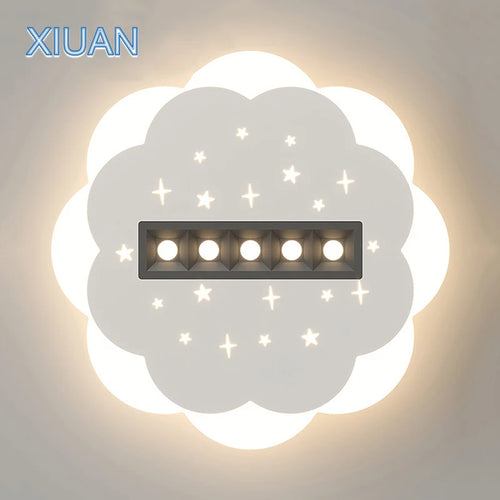 plafonnier simple avec spot blanc carré et nuage rond - vue 6 sur 12