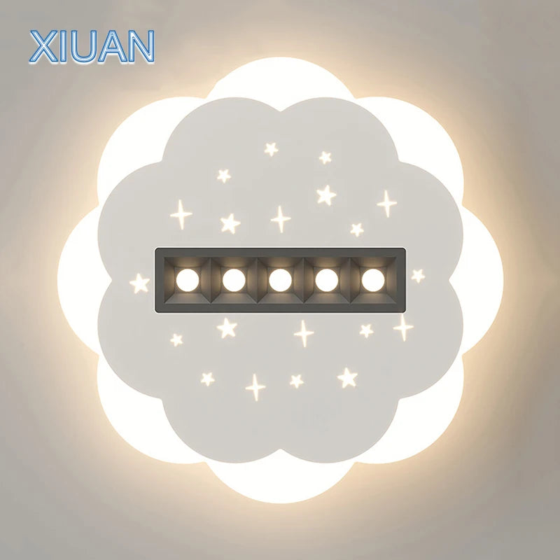 plafonnier simple avec spot blanc carré et nuage rond - vue 5 sur 12