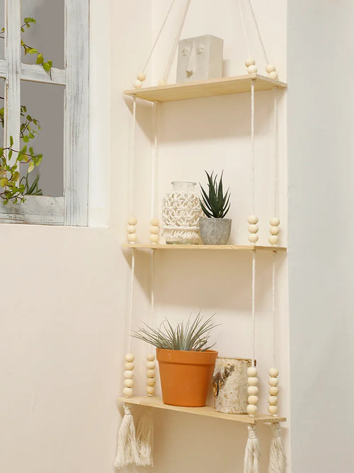 étagère murale flottante en bois pour plantes et décorations