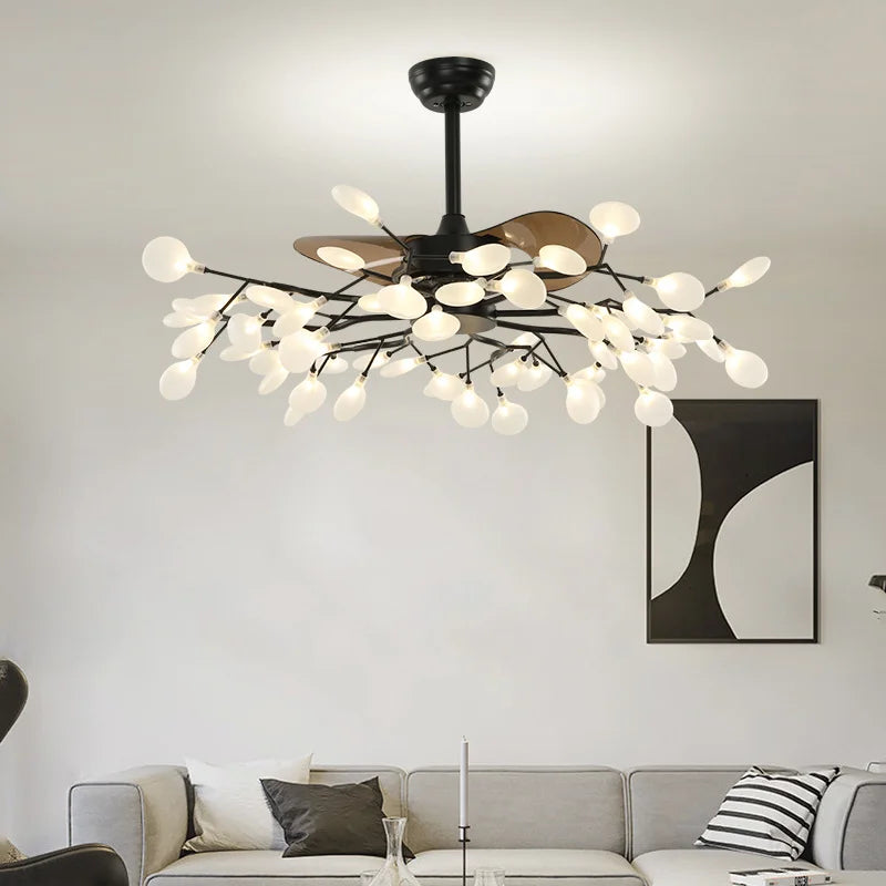 suspension ventilateur créatif moderne avec lumière LED - vue 4 sur 18