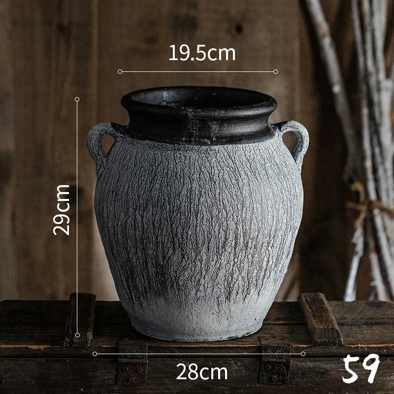 jardinières en poterie rustiques pour décoration intérieure et extérieure