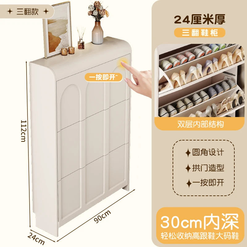 armoire à chaussures moderne en bois design nordique peu encombrant - vue 12 sur 20