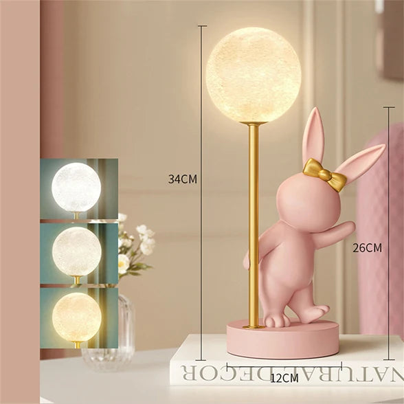 Lampe de Table en forme de lapin rose nordique - vue 9 sur 16