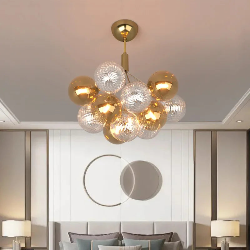 Modern multicolour glass ball ceiling chandelier luxury decor lighting - vue 3 sur 9
