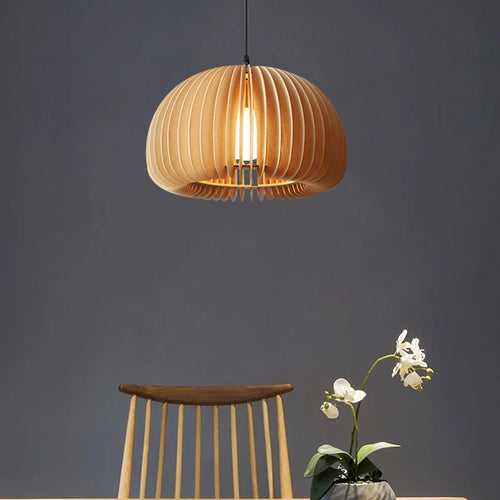 suspension luminaire rétro en bois pour îlot cuisine