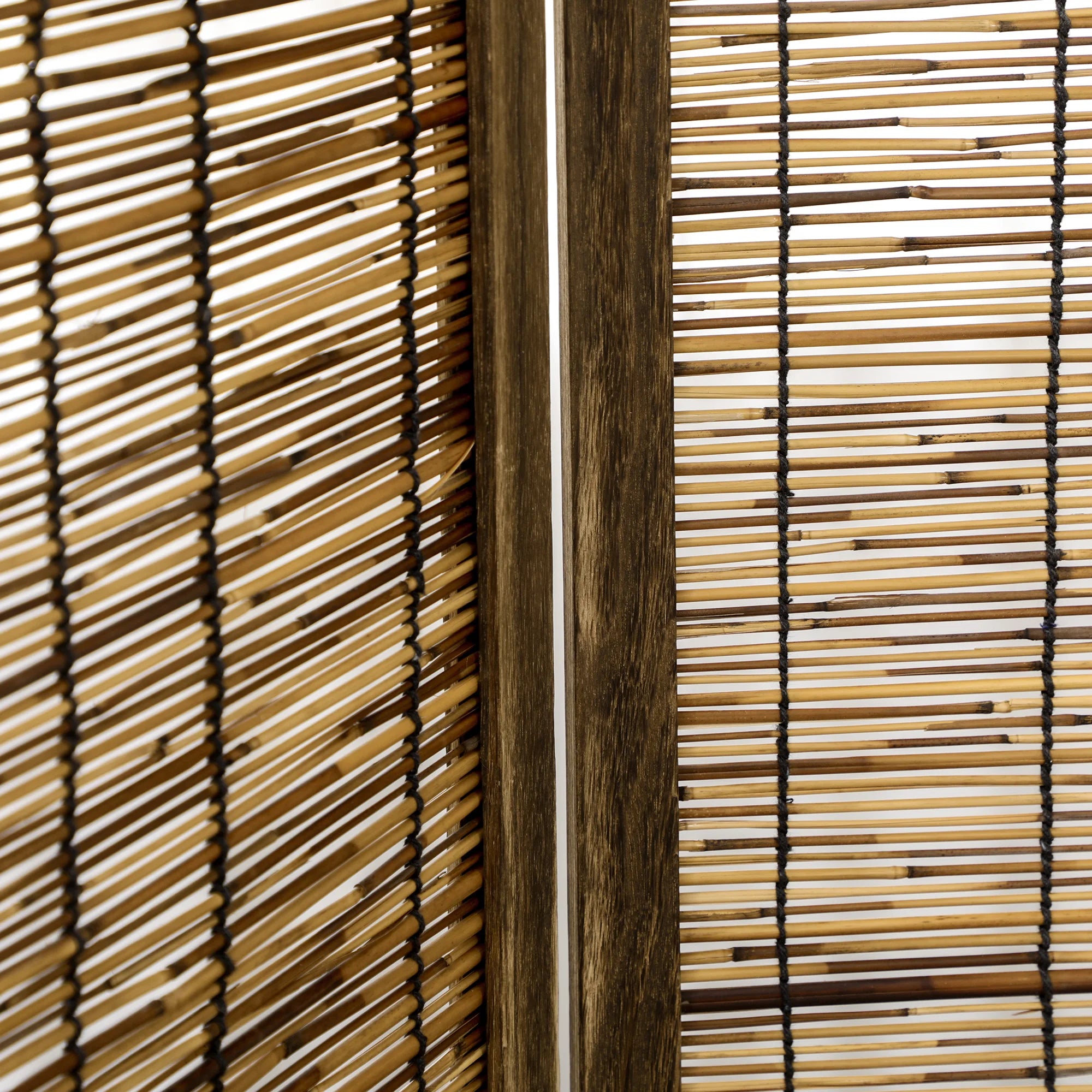 HOMCOM 4 panel folding wooden and Reed 160x1.8x170 cm Natural - vue 5 sur 7