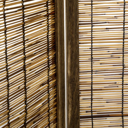 HOMCOM 4 panel folding wooden and Reed 160x1.8x170 cm Natural - vue 6 sur 7