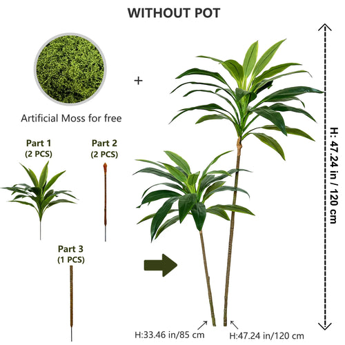 Set of 3 artificial dracaena plants for realistic decoration - vue 15 sur 20